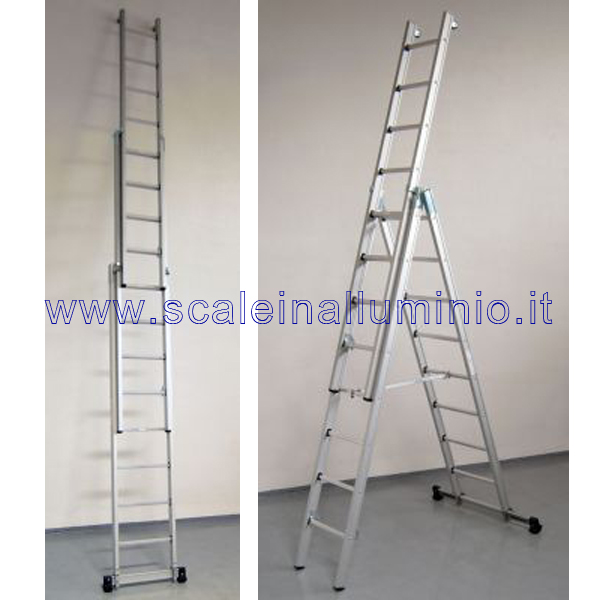 Scala allungabile Venus 3 x 6 gradini in alluminio