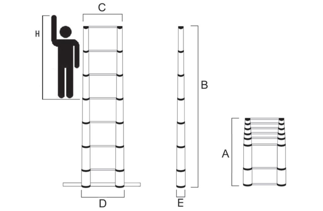 Scala in alluminio telescopica modello Compact