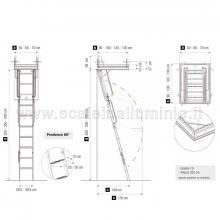 Scale retrattili per soffitte e sottotetti rigida 50 x 100 disegno con ingombri