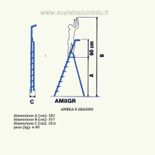 Scala in alluminio salita singola uso casalingo 7 gradini misure