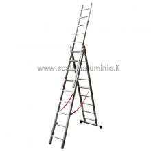 Scala in alluminio componibile allungabile 3 rampe 9 gradini