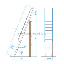 grafico scala per soppalchi in alluminio 5 gradini