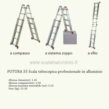 scala in alluminio telescopica doppia salita 5 + 5