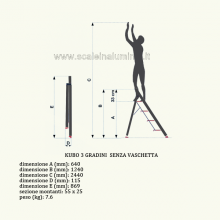 Sgabello in alluminio 3 gradini senza vaschetta misure