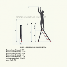 Sgabello in alluminio 4 gradini con vaschetta misure