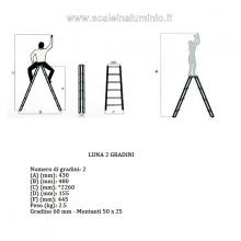 Scala in alluminio a doppia salita professionale 2 gradini misure