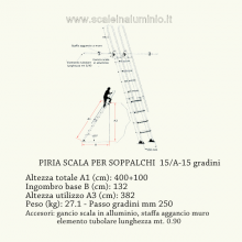 scale in alluminio - Scala piria 15 gradini con prolunga