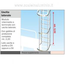 Scala con gabbia di protezione uscita laterale