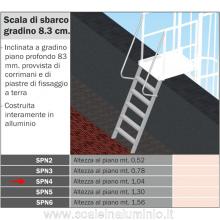 Scala di sbarco gradino 8.3 cm H. piano 1.04 mt. per scale modulari con gabbia 