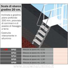 Scala di sbarco gradino 20 cm H. piano 0.52 mt. per scale modulari con gabbia 