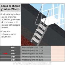 Scala di sbarco gradino 20 cm H. piano 1.04 mt. per scale modulari con gabbia 