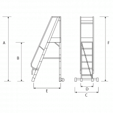 Scala professionale a compasso in alluminio 6 gradini misure