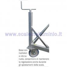 Scala in alluminio semiverticale su ruote 3 x 16 gradini - base su livellatori a vite su ruota