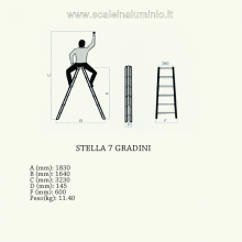 Scala stella 7 gradini scale in alluminio disegno