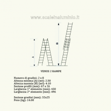 Scala componibile in alluminio professionale in alluminio 2 rampe 8 gradini misure