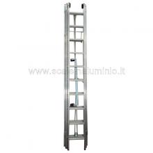 Scala in alluminio con fune professionale 3 rampe x 10 gradini chiusa