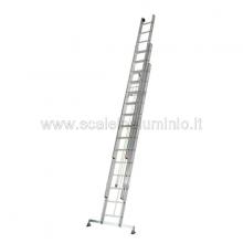 Scala in alluminio con fune professionale 3 rampe x 11 gradini