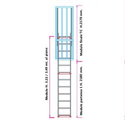 Scala con gabbia di protezione modulare n°5