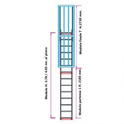 Scala con gabbia di protezione modulare n°7