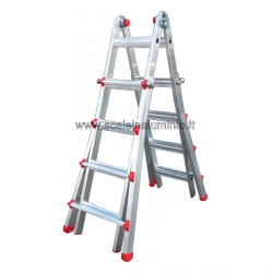 Scala in alluminio telescopica a doppia salita gradini 4+5