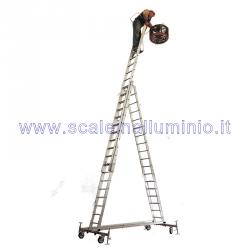 Scala in alluminio semiverticale autoportante su ruote 3 x 12 - altezza lavoro metri 7.00